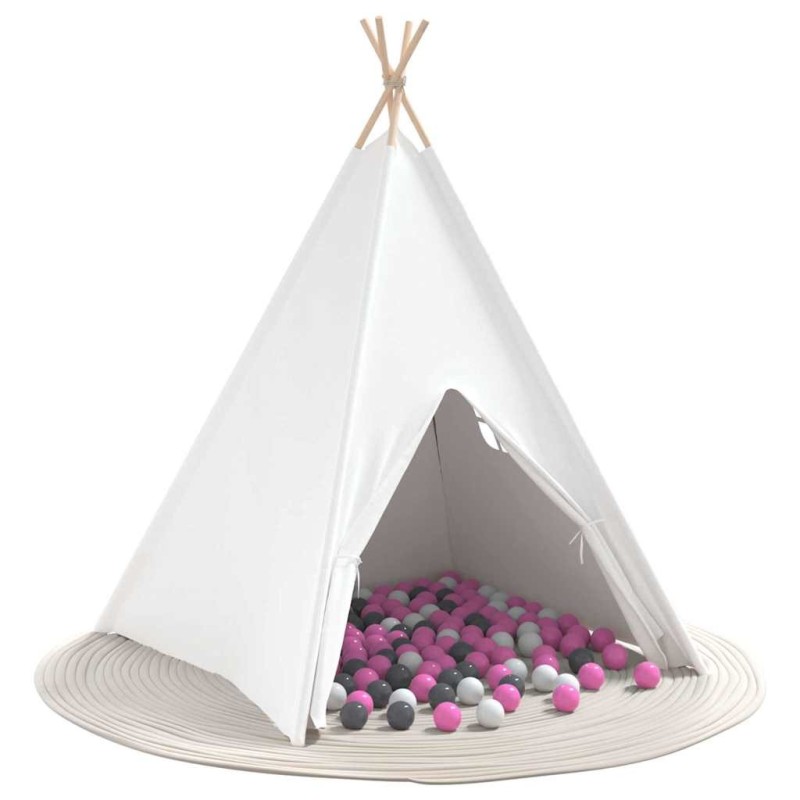 Tente Teepee Blanc, gris, rose Large Toile en coton 