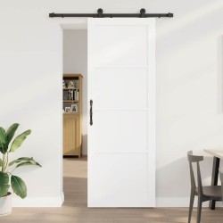 Porte coulissante avec quincaillerie 'ORKDAL'blanche en bois massif de pin 