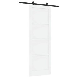 Porte coulissante avec quincaillerie 'ORKDAL'blanche en bois massif de pin 