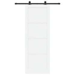 Porte coulissante avec quincaillerie 'ORKDAL'blanche en bois massif de pin 