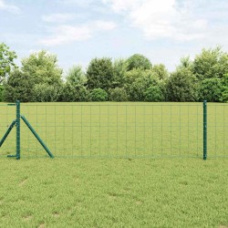 Clôture Euro avec 7 poteaux de 0,4 x 10 m en acier galvanisé vert 