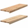 Marches d'escalier 2 pcs non traité bois de chêne massif 