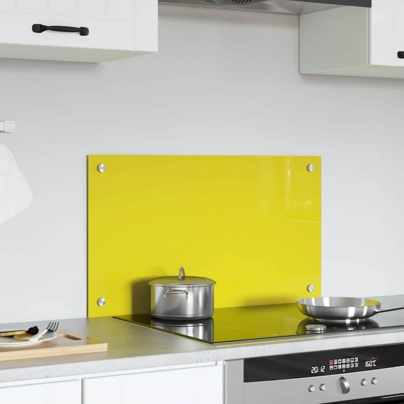 Dosseret de cuisine en verre trempé jaune 70x40x0,6 cm 