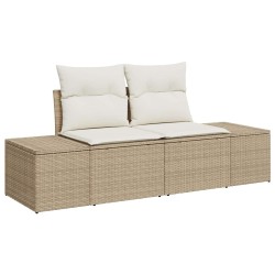 Ensemble de canapé de jardin 3 pièces avec des coussins beiges en poly rotin. 