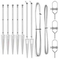 Ensemble de poteaux de clôture 7 pcs Argent Ø32mm 60 cm 