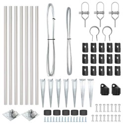 Ensemble de poteaux de clôture 7 pcs Argent Ø32mm 60 cm 