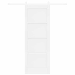 Porte Coulissante avec Set de Quincaillerie Blanche 78x211 cm Bois Massif Pin 