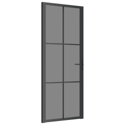 Porte intérieure 83x201,5 cm Noir Verre ESG et aluminium 