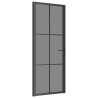Porte intérieure 83x201,5 cm Noir Verre ESG et aluminium 