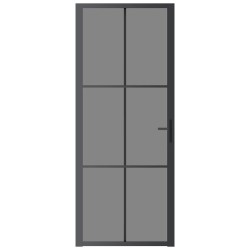 Porte intérieure 83x201,5 cm Noir Verre ESG et aluminium 