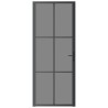 Porte intérieure 83x201,5 cm Noir Verre ESG et aluminium 