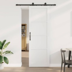 Porte coulissante avec kit de quincaillerie 'ORKDAL'en bois massif blanc 