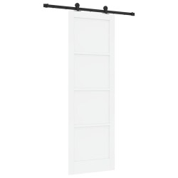 Porte coulissante avec kit de quincaillerie 'ORKDAL'en bois massif blanc 