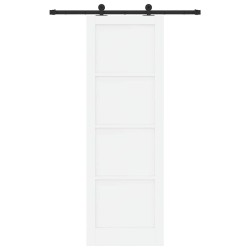 Porte coulissante avec kit de quincaillerie 'ORKDAL'en bois massif blanc 