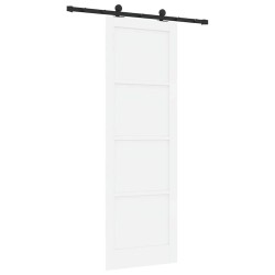 Porte coulissante avec kit de quincaillerie 'ORKDAL'en bois massif blanc 