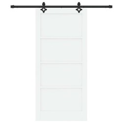 Porte coulissante avec quincaillerie blanche 93x202 cm en bois massif de pin 