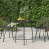 Table de salle à manger Noir Ø80 cm Verre trempé et acier 