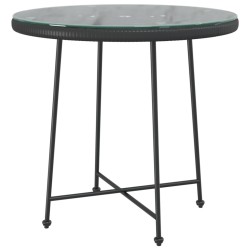 Table de salle à manger Noir Ø80 cm Verre trempé et acier 