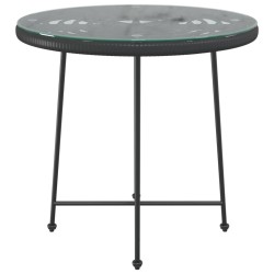 Table de salle à manger Noir Ø80 cm Verre trempé et acier 