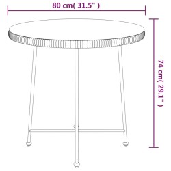 Table de salle à manger Noir Ø80 cm Verre trempé et acier 