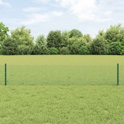 Clôture en fil soudé avec 44 poteaux U verts 0,4x100 m en acier 