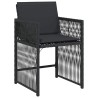 Ensemble de jardin 5 pièces avec coussins en poly rotin noir 