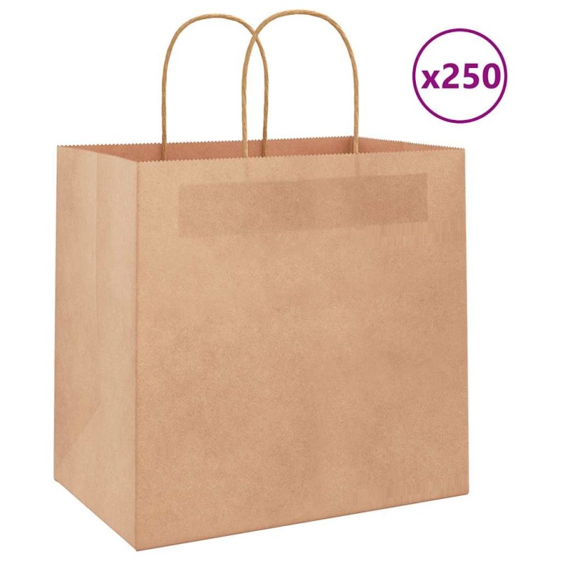 Sacs en papier 250 pcs avec poignées marron 26x17x25 cm 