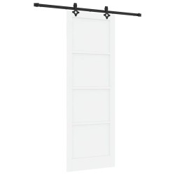 Porte coulissante avec ensemble de quincaillerie Blanc 83x232 cm Bois massif Pin 