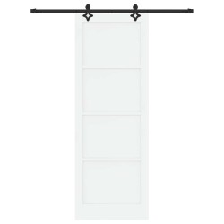 Porte coulissante avec ensemble de quincaillerie Blanc 83x232 cm Bois massif Pin 