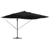 Parasol déporté Roma avec LEDs, noir, 352 x 251 x 265 cm en aluminium 