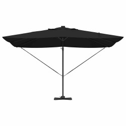 Parasol déporté Roma avec LEDs, noir, 352 x 251 x 265 cm en aluminium 