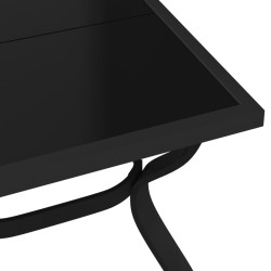 Table de jardin Noir 180x80x70 cm Acier et verre 