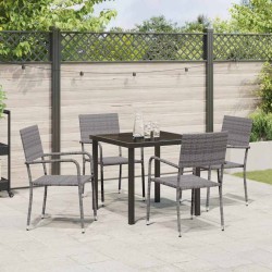 Ensemble de 5 meubles de jardin en poly rotin gris 