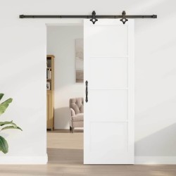 Porte coulissante avec quincaillerie blanche 73,5x211 cm en bois de pin 