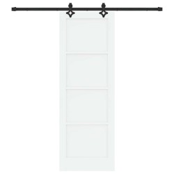 Porte coulissante avec quincaillerie blanche 73,5x211 cm en bois de pin 