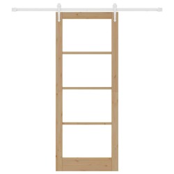 Ensemble de porte coulissante avec matériel 83x211 cm en bois massif de pin 