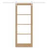 Ensemble de porte coulissante avec matériel 83x211 cm en bois massif de pin 