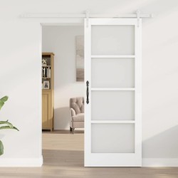 Porte coulissante avec kit de quincaillerie blanche 78x202 cm en pin massif 