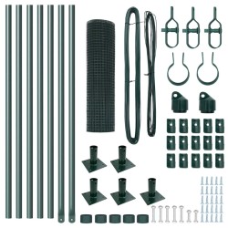 Set de Poteaux de Clôture 2 Pcs Vert Métal, PVC 10 x 0.5 mètres 