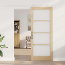 Porte coulissante avec quincaillerie 'ORKDAL'en bois massif et verre 