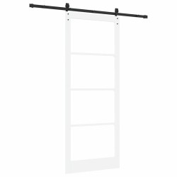 Porte coulissante avec ensemble de quincaillerie "ORKDAL" Bois massif blanc et verre 