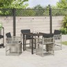 Ensemble de jardin de 5 pièces avec coussins en poly rotin gris clair 