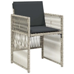 Ensemble de jardin de 5 pièces avec coussins en poly rotin gris clair 