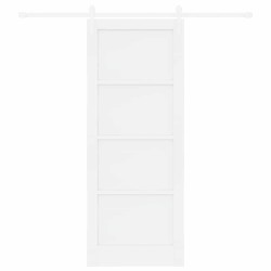 Porte Coulissante avec matériel Blanche 83x211 cm Bois Massif Pin 