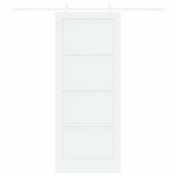 Porte coulissante avec quincaillerie blanche 86x211 cm en bois de pin massif 