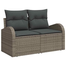 Ensemble de canapé de jardin de 3 pièces avec coussins gris poly rotin 