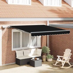 Auvent Rétractable Manuel avec LED Noir 350x250 cm 