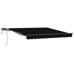 Auvent Rétractable Manuel avec LED Noir 350x250 cm 