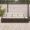 Canapé de jardin 3 pièces en poly rotin marron avec coussins. 
