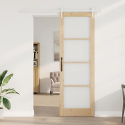 Porte coulissante avec set de matériel 78x232 cm en bois massif de pin 